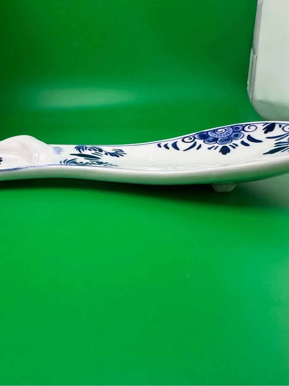Vintage Delft Blue Footed Spoon Rest